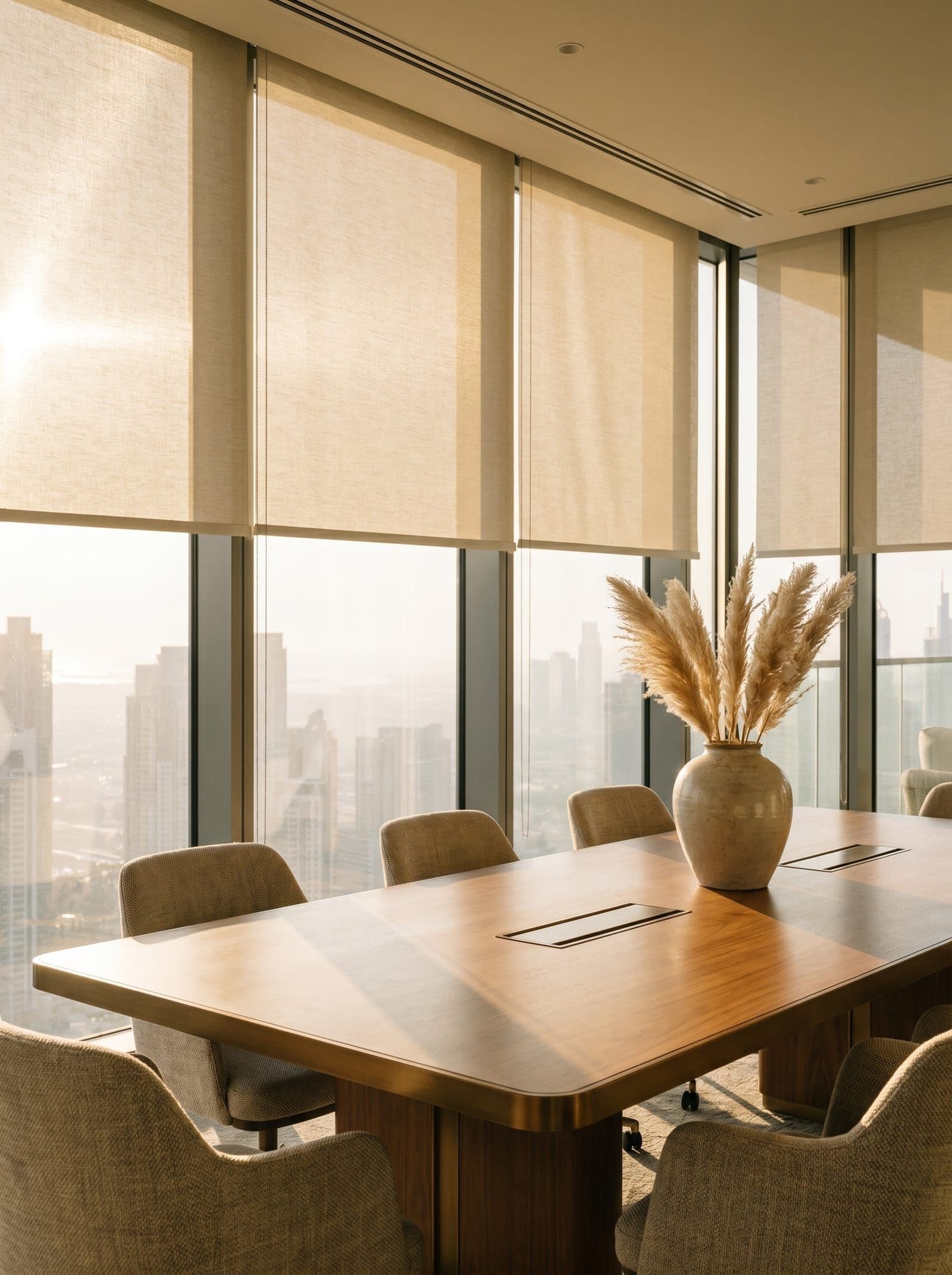 Window shades in a Dubai boardroom